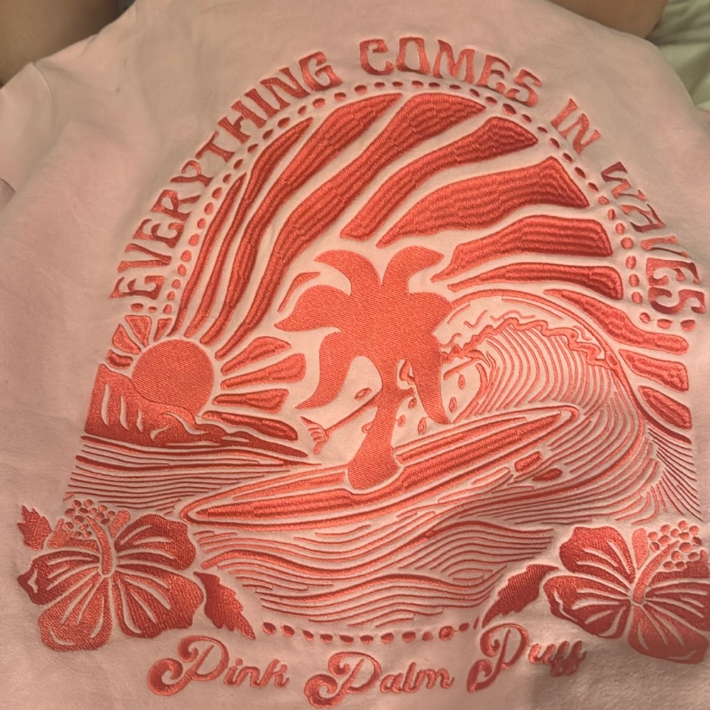 Original pink palm puff hoodie